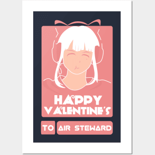 Girls in Happy Valentines Day to Air Steward Posters and Art